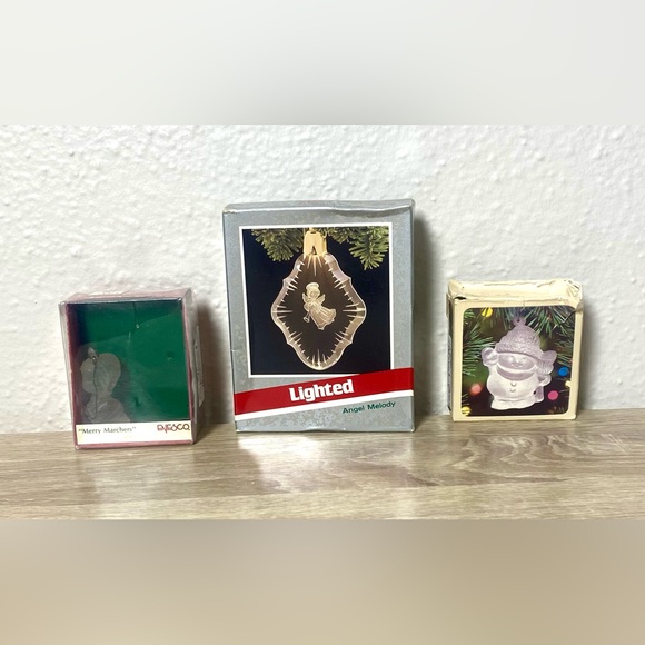 Set of 3 vintage Christmas ornaments and Xmas tree candle - Picture 3 of 5